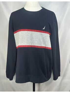 Nautica Fleece Pullover Logo Sweatshirt Blue Mens XL
